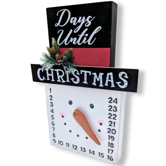 ** SOLD **   Wooden Snowman Days Until Christmas Countdown Decoration - Picture 3 of 13